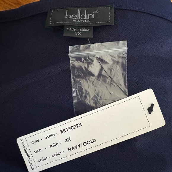 Belldini Navy Blue Tunic with Gold Stud Accents Size 3X NWT - Picture 3 of 3